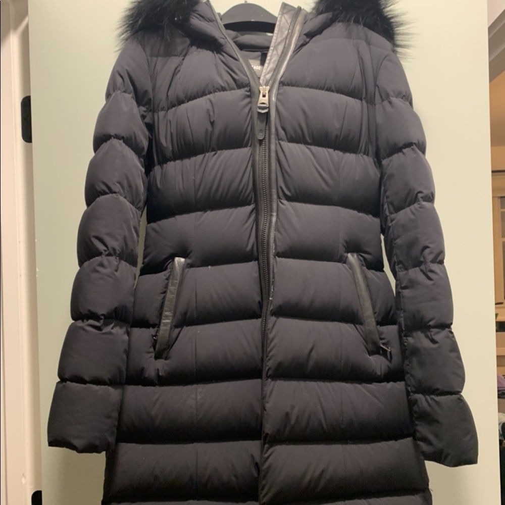 Mackage Calla Fox Fur Down Coat Size S Black